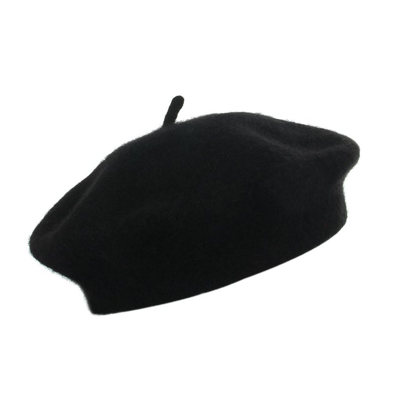 Brcus Kids Girls French Beret Hat Artist Hat Solid Warm Beanie Cap Winter Autumn (Black, 1) - Image 3